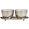 Campfire Scented Candles in Silver Grid Patterned Bowls Set